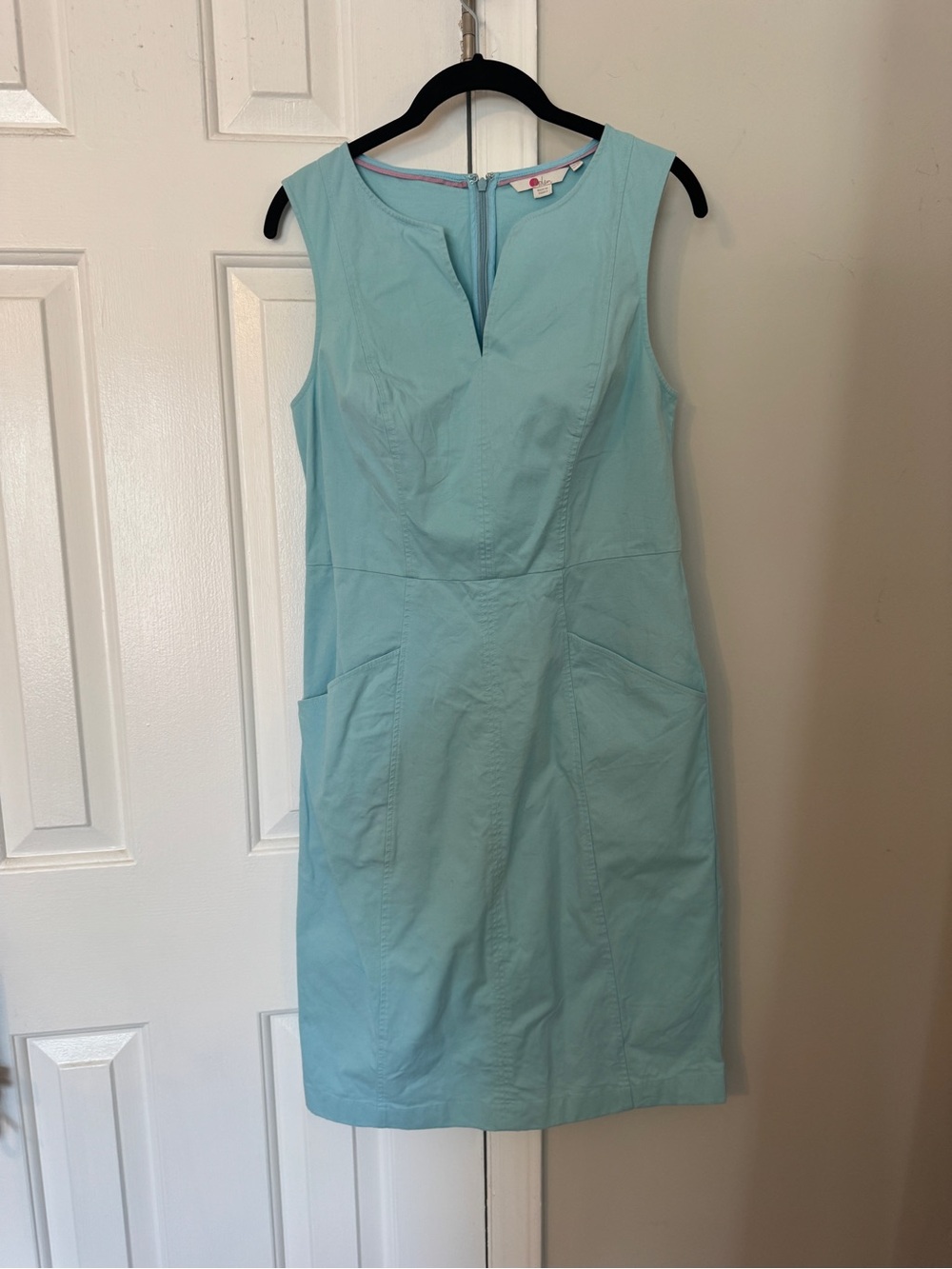 Boden Sleeveless Helens Aqua Sheath Chino Dress 6L